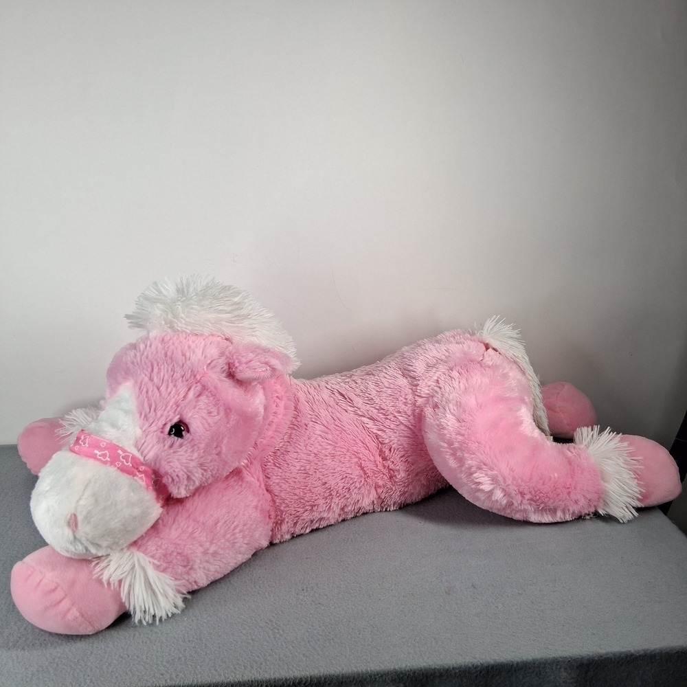 Dan Dee Plush Horse Stuffed Animal Pink Pony Large 24" Laying Down Toy 2015